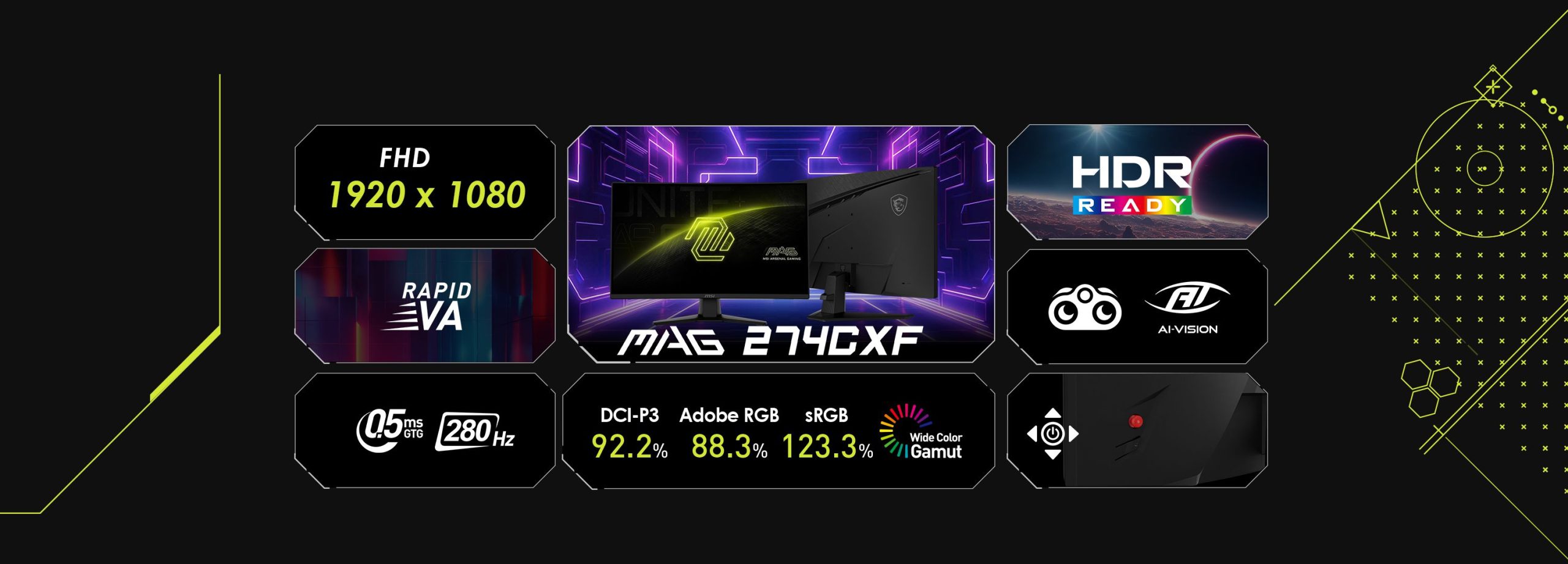 Màn Hình MSI MAG 274CXF 27 inch FHD VA 280Hz 0.5ms