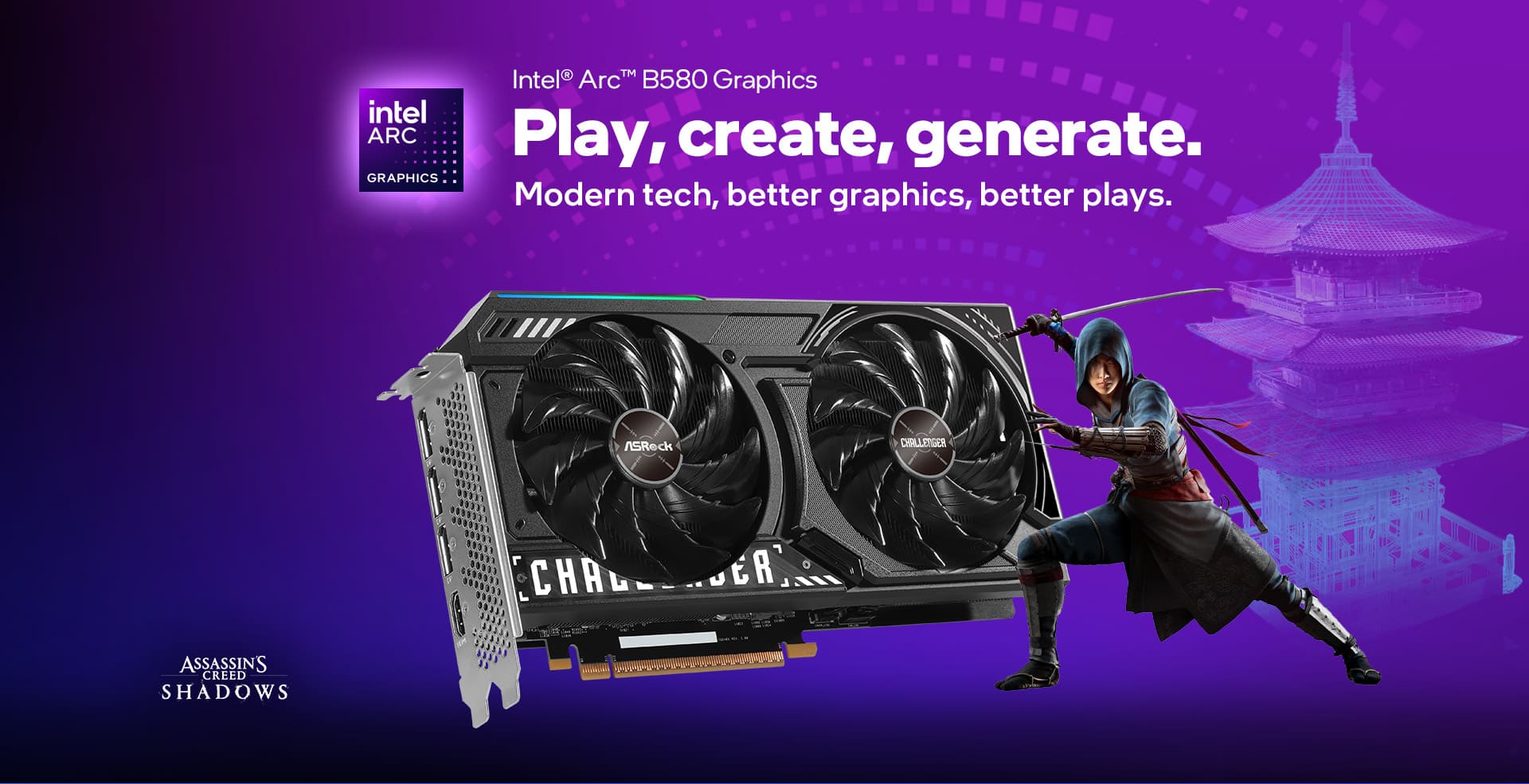 Card màn hình ASRock Intel Arc B580 Challenger 12GB OC