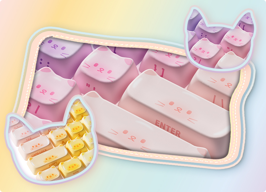 Bộ Keycap AKKO Colorful Cats MAO (PBT Dye-subbed / MAO profile / 142 nút)