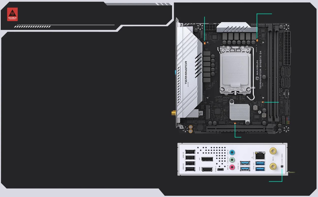 Bo mạch chủ Maxsun Terminator B760itx WIFI D4
