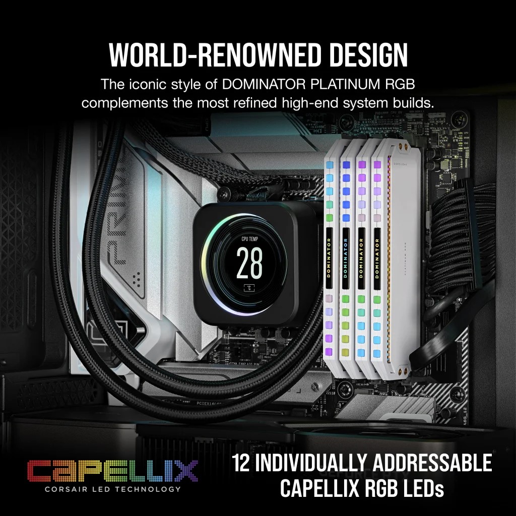 Ram PC Corsair Dominator Platinum RGB White 64GB 5600MHz DDR5 (2x32GB)_CMT64GX5M2B5600C40W