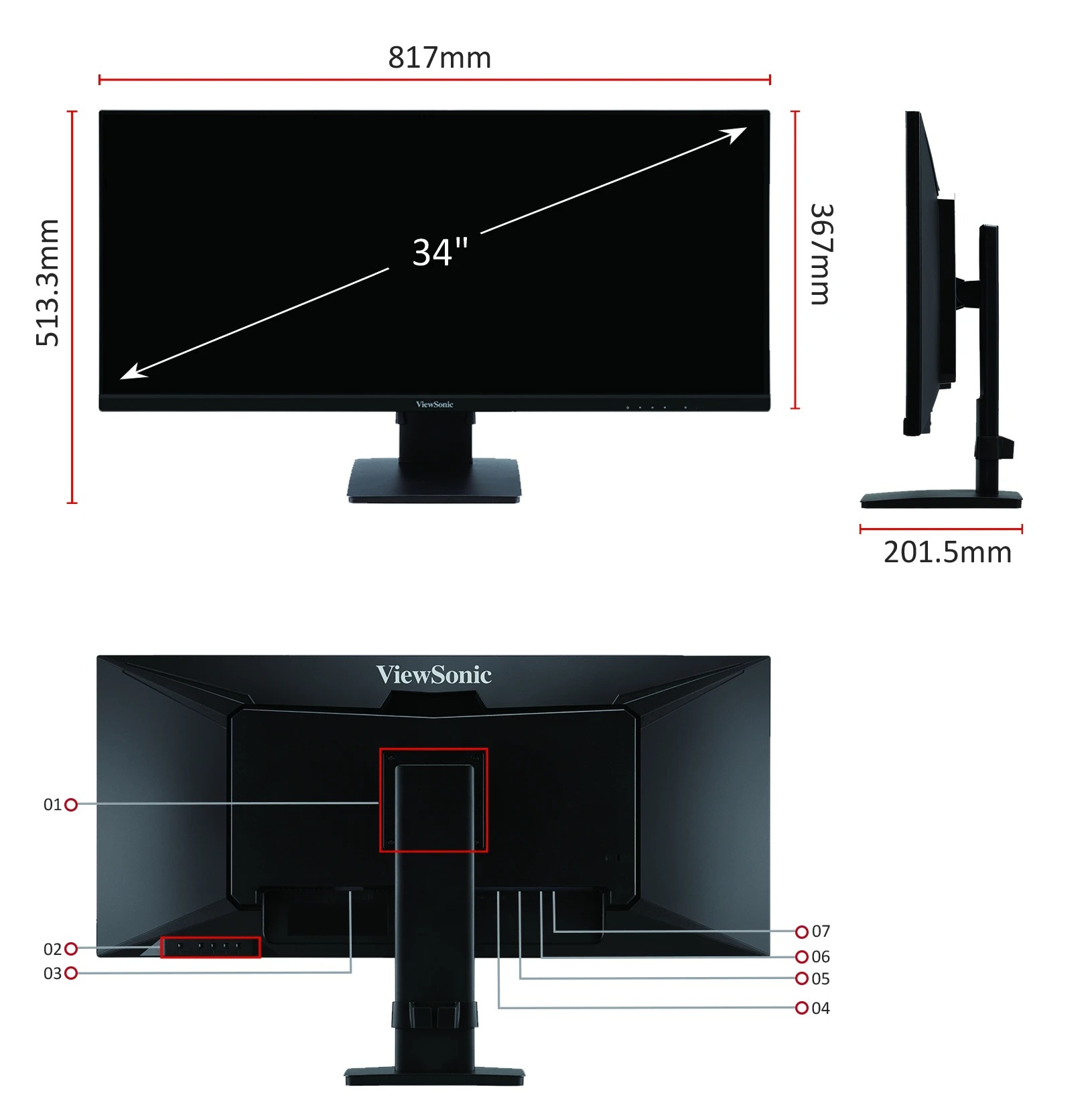Màn Hình ViewSonic VA3456-MHDJ 34″ 2K IPS 75Hz