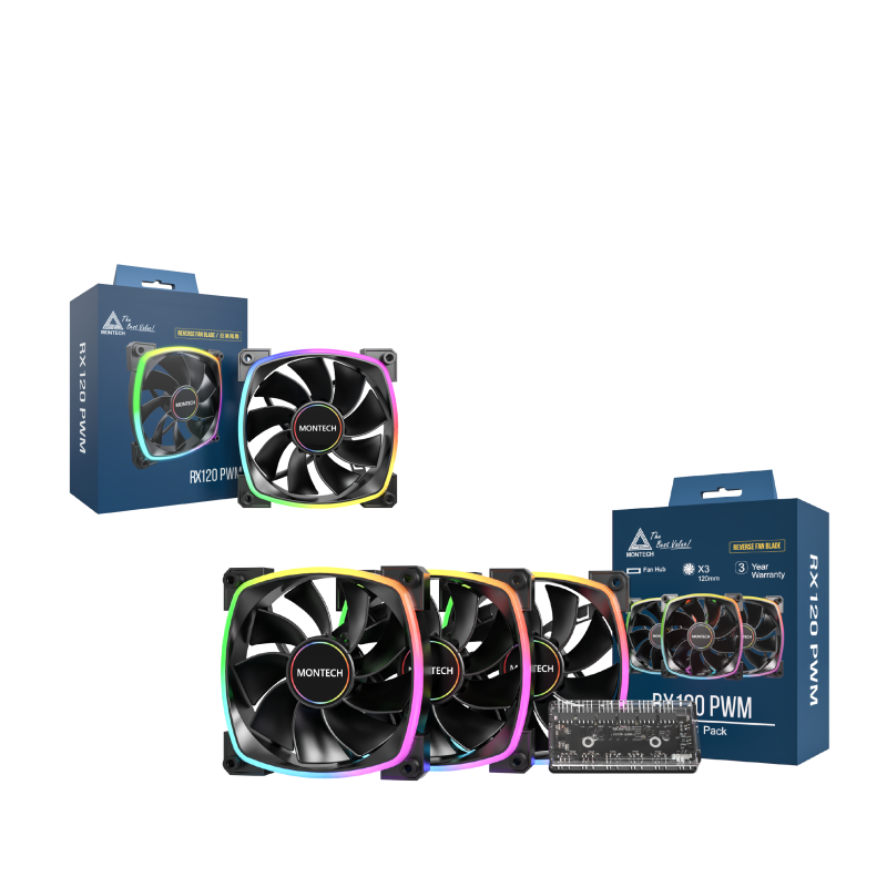 Fan Case Montech RX120 PWM ARGB (Black/White)
