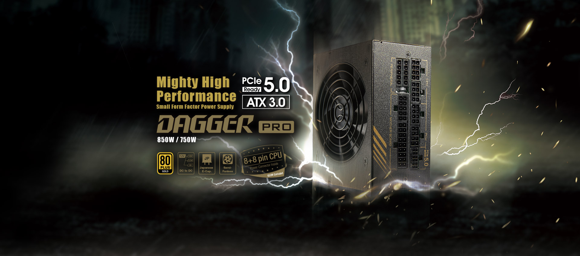 Nguồn FSP DAGGER PRO ATX3.0 PCIe5.0 850W SFX 80 Plus Gold Fully-Modular
