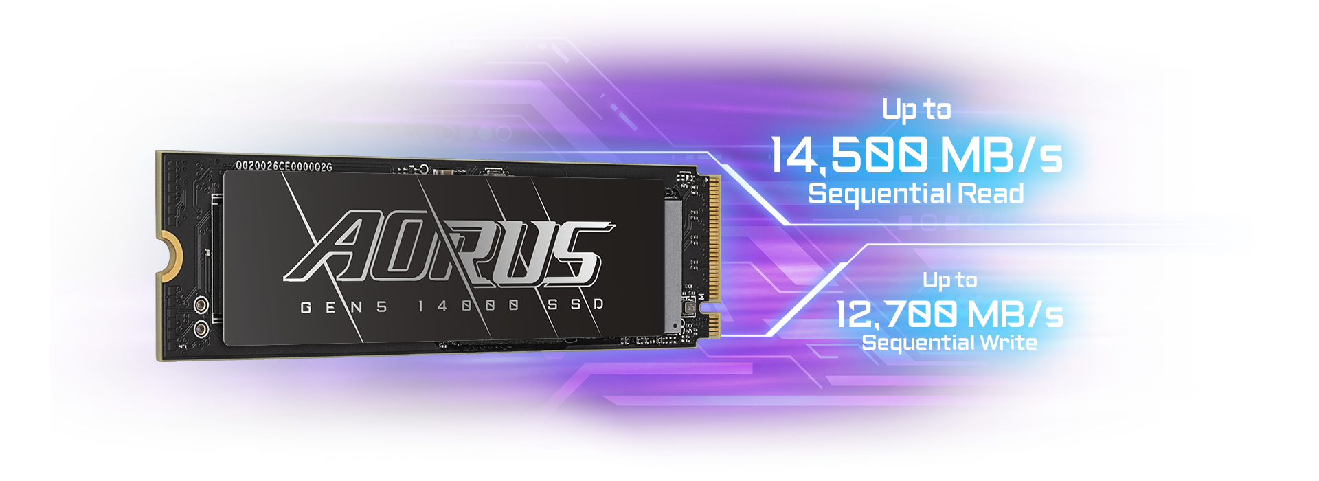 Ổ cứng SSD GIGABYTE AORUS Gen5 14000 2TB PCIe Gen 5.0 x4 NVMe V-NAND M.2 2280 (AG514K2TB)