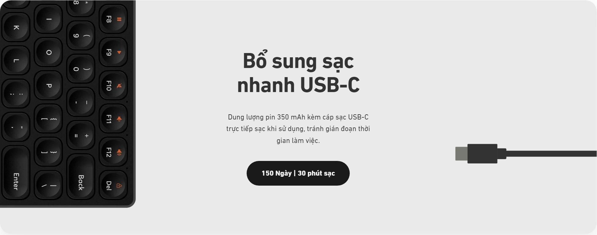 Bàn phím HyperWork HyperOne Gen 2 KB1 G2 (Bluetooth 5.1, 2.4 Ghz)