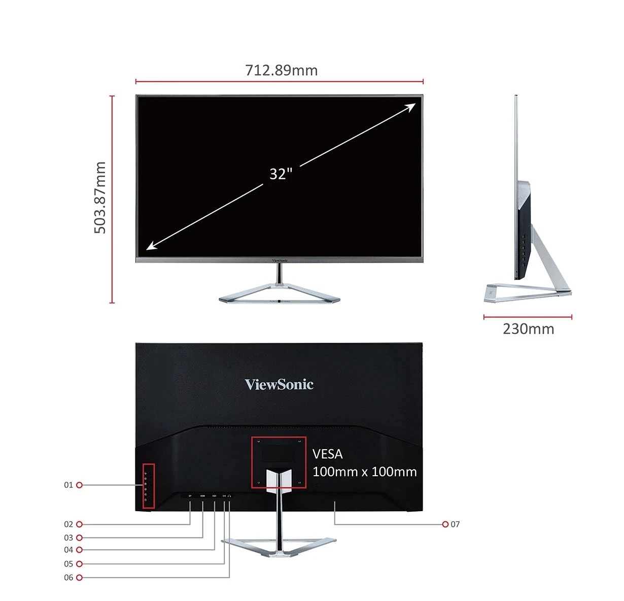 Màn Hình ViewSonic VX3276-MHD-3 32 inch FHD IPS 75Hz