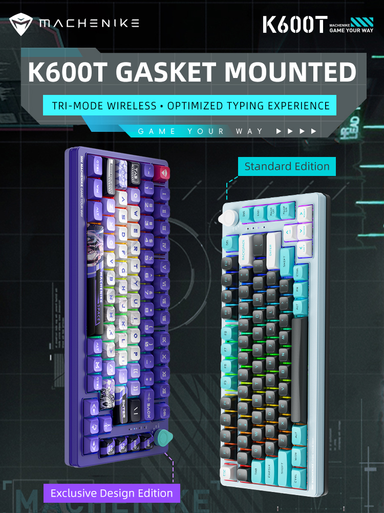 Bàn Phím Cơ Gaming Machenike K600T-B8 WIRELESS Purple White