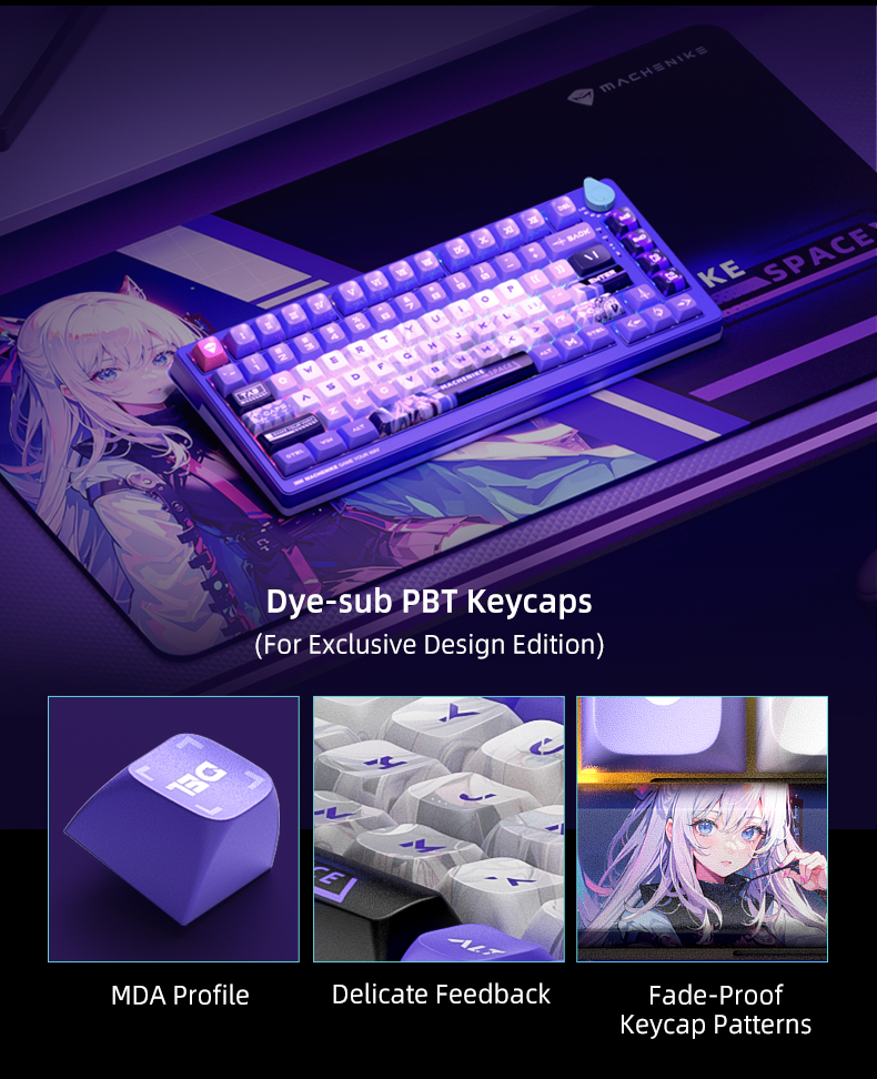 Bàn Phím Cơ Gaming Machenike K600T-B82 WIRELESS White Purple classic