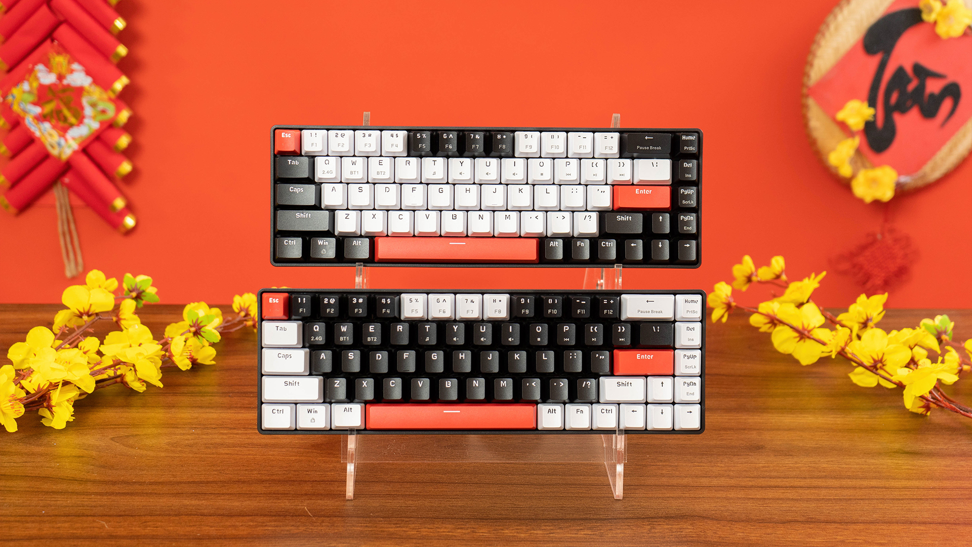 Bàn Phím Cơ Không Dây - E-Dra EK368L Dualmode - Black White