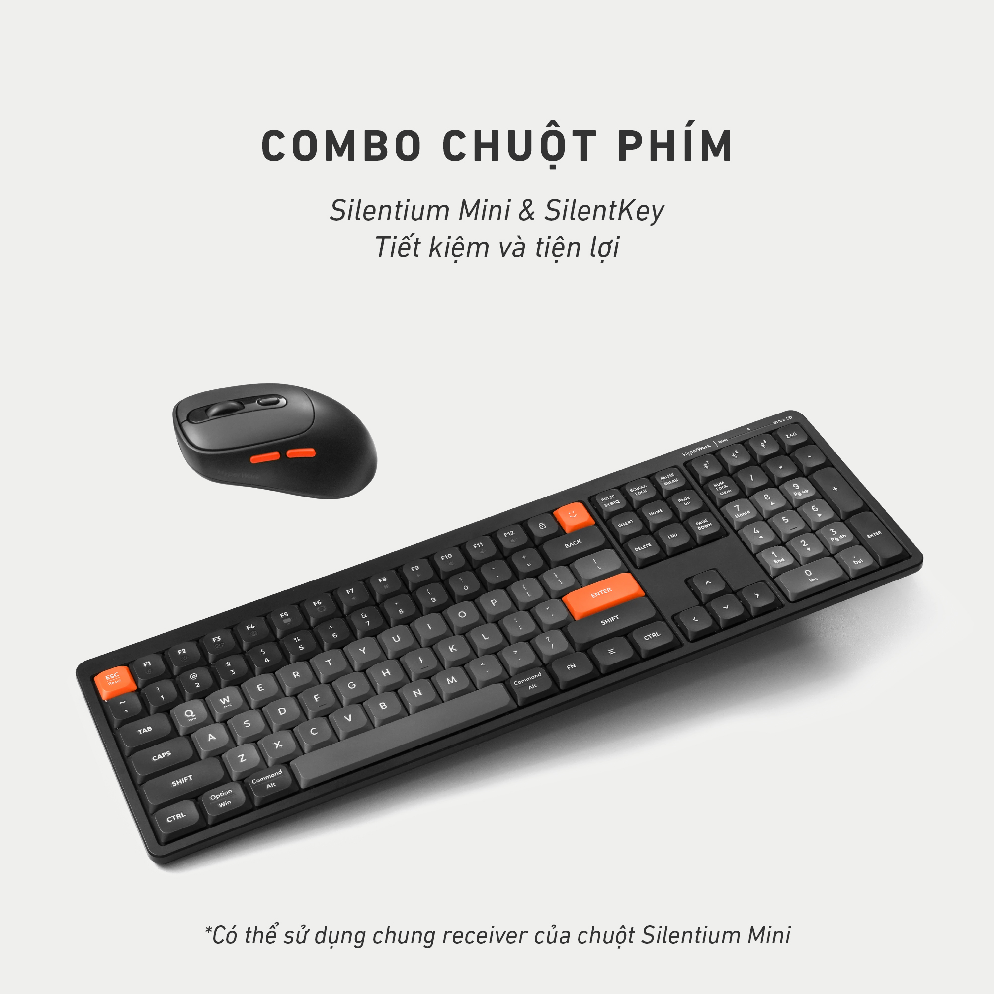 Bàn Phím Không Dây Hyperwork SilentKey TS01 Black