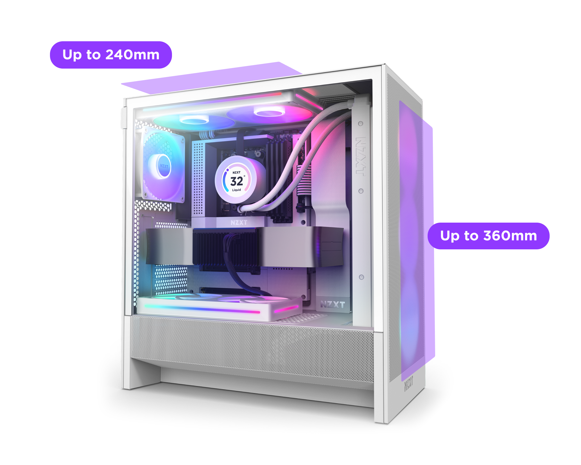 Vỏ Case Máy Tính NZXT H5 Flow RGB 2024 White Mid Tower