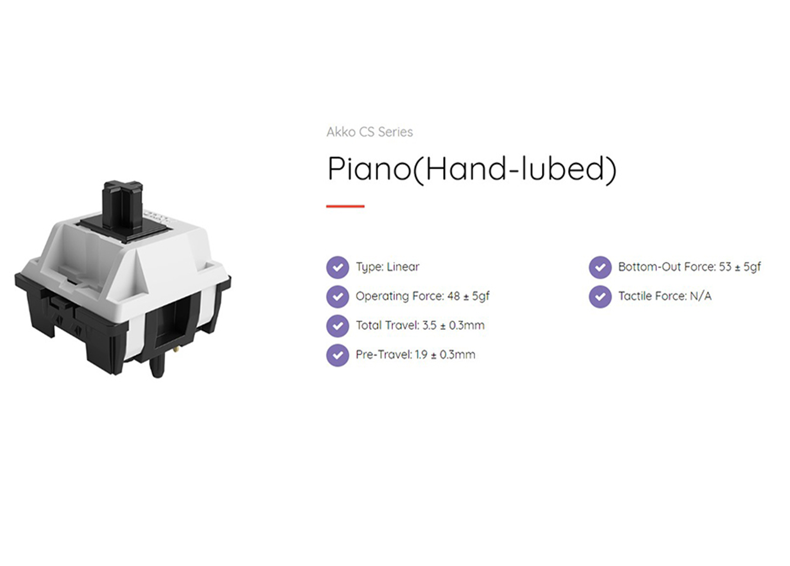 AKKO CS switch Piano (Lubed / 5 pin / 45 switch)