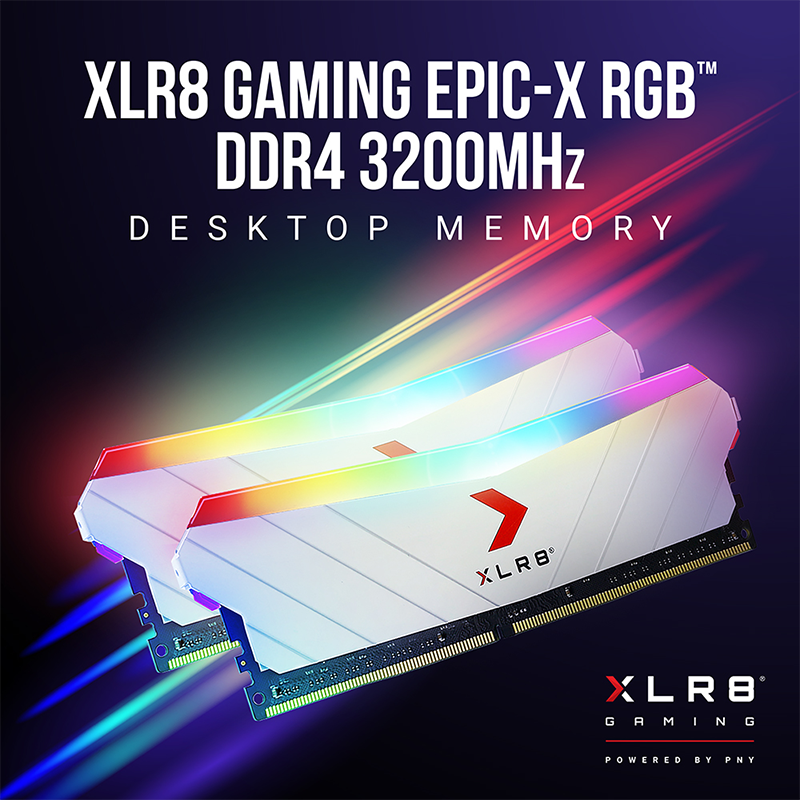 Ram PC PNY XLR8 Gaming EPIC-X RGB 16GB 3200 Mhz White (MD16GD4320016XRGBW)