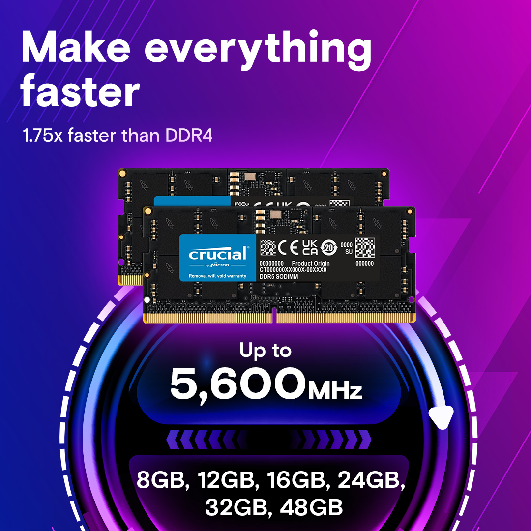 Ram Laptop Crucial 16GB DDR5 Bus 5600Mhz (CT16G56C46S5)