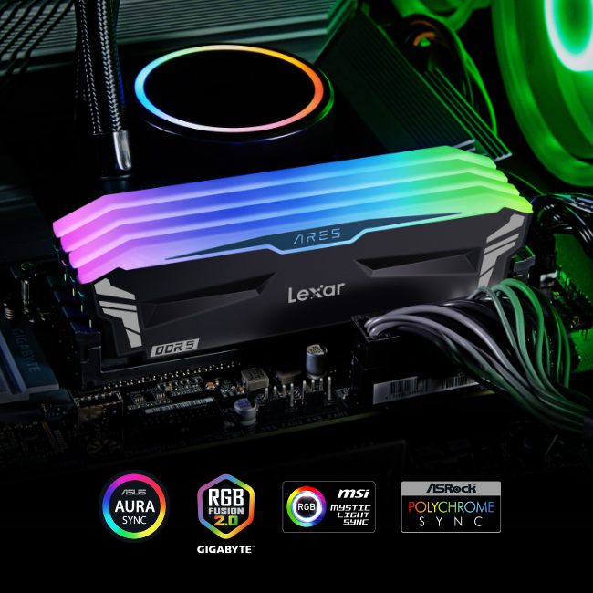 Ram PC Lexar Ares RGB 16GB 6400Mhz DDR5 (1x16G) (LD5U16G64C32LA-RGS)