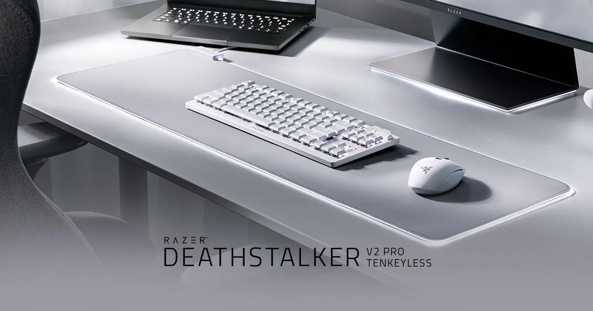 Bàn phím cơ Razer DeathStalker V2 Pro Tenkeyless - White Edition - Linear Red Switch