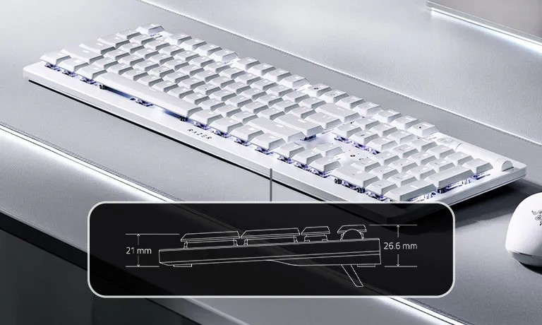 Bàn phím cơ Razer DeathStalker V2 Pro White Edition - Clicky Purple Switch