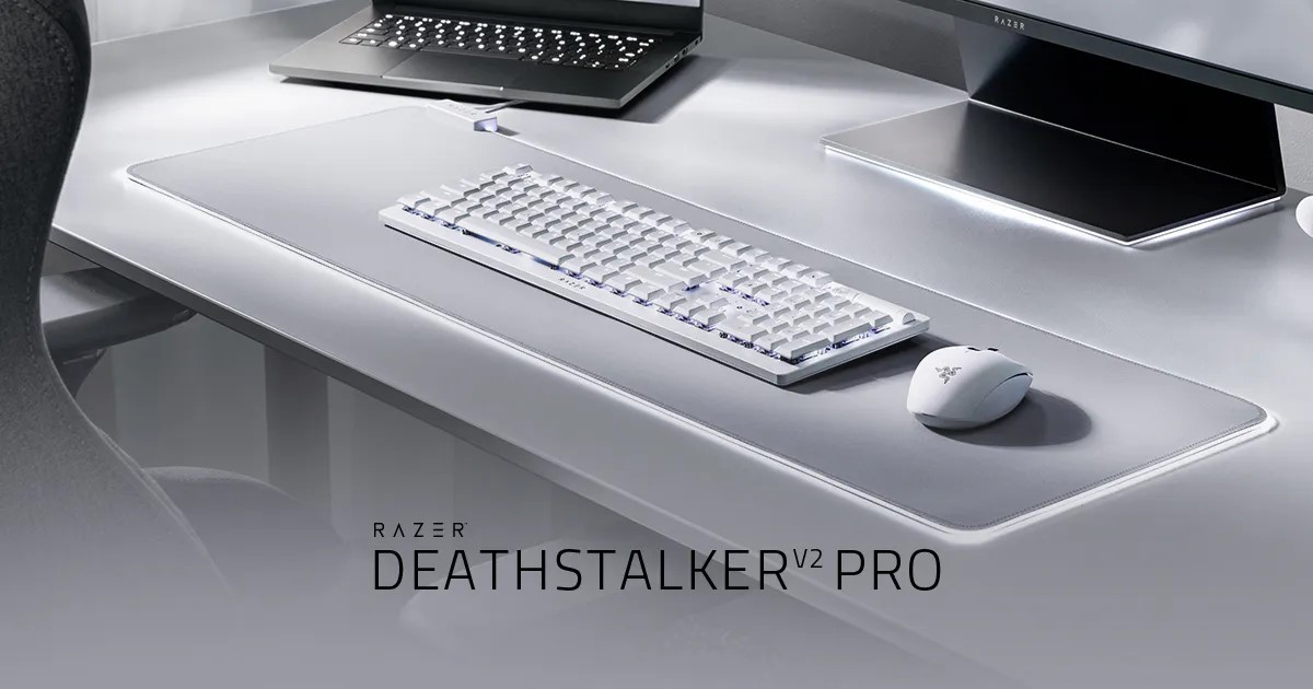 Bàn phím cơ Razer DeathStalker V2 Pro White Edition - Clicky Purple Switch