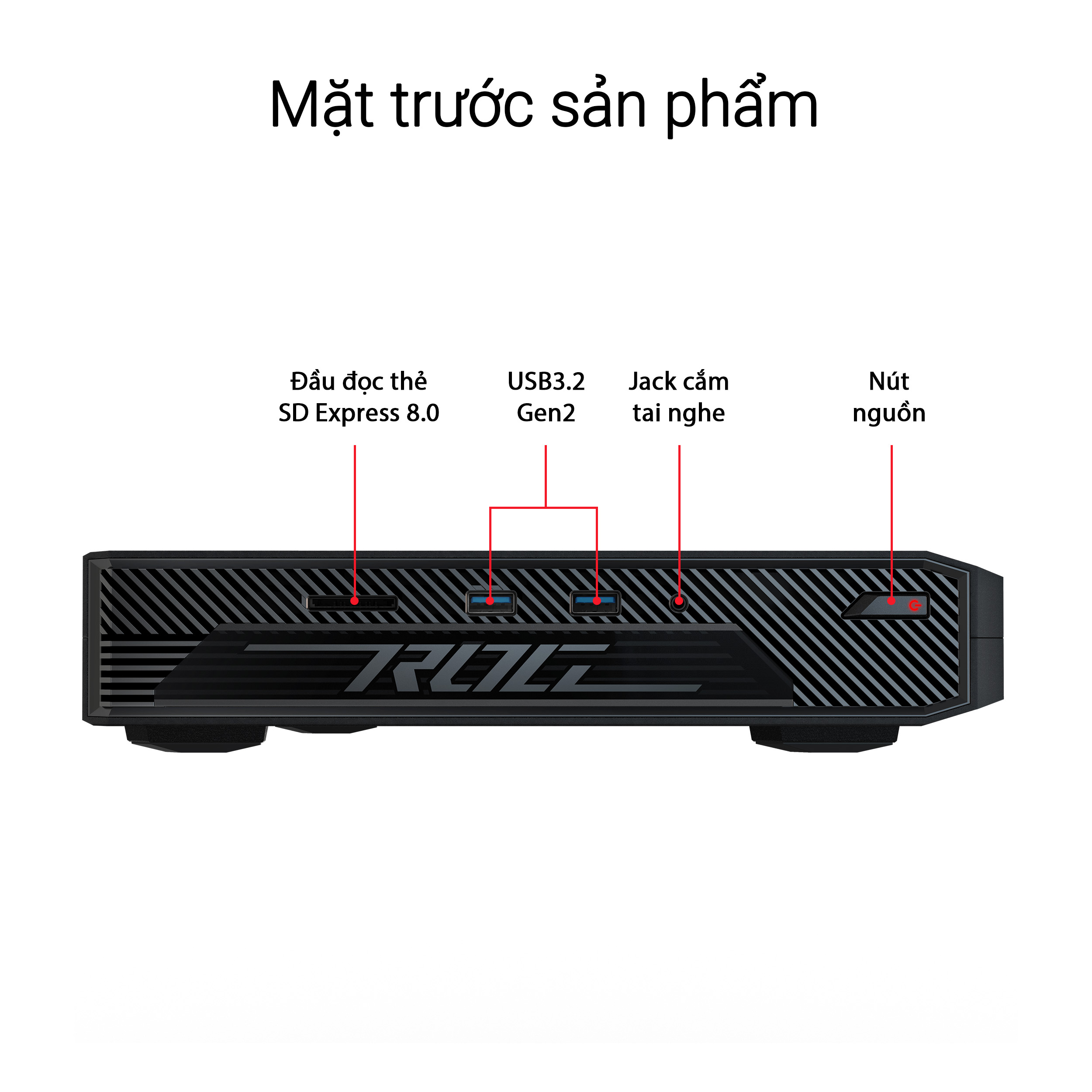 Máy bộ Mini PC Asus ROG NUC RNUC14SRKU9189A1i (Core Ultra 9 185H / 32GB D5 / RTX 4070/ 1TB SSD / Wifi6E / Win11)