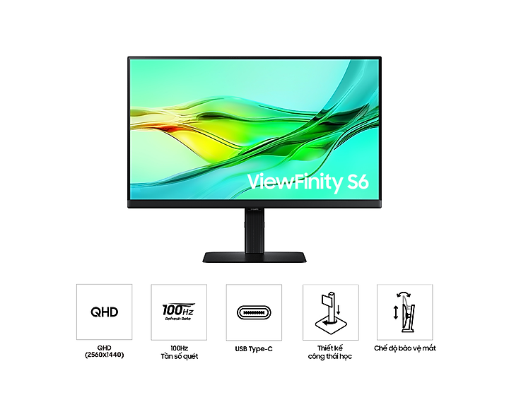 Màn Hình đồ hoạ Samsung ViewFinity S6 S60UD LS27D604UAEXXV 27 inch 2K IPS 100Hz