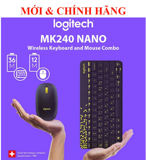 Bàn phím chuột không dây Logitech MK240 Nano Wireless (USB/đen)
