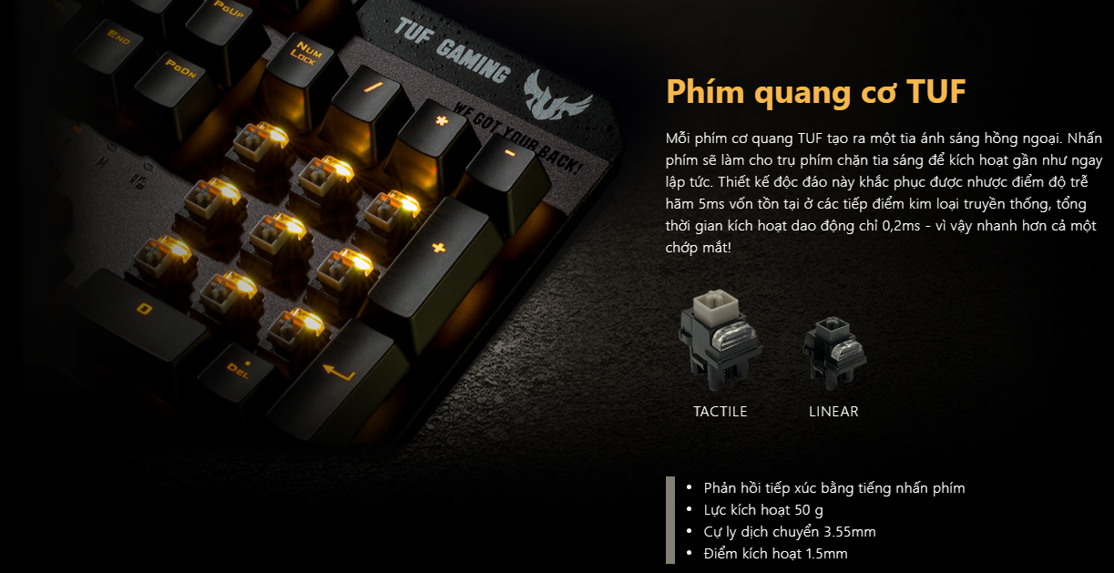 Bàn phím cơ Asus TUF Gaming K7