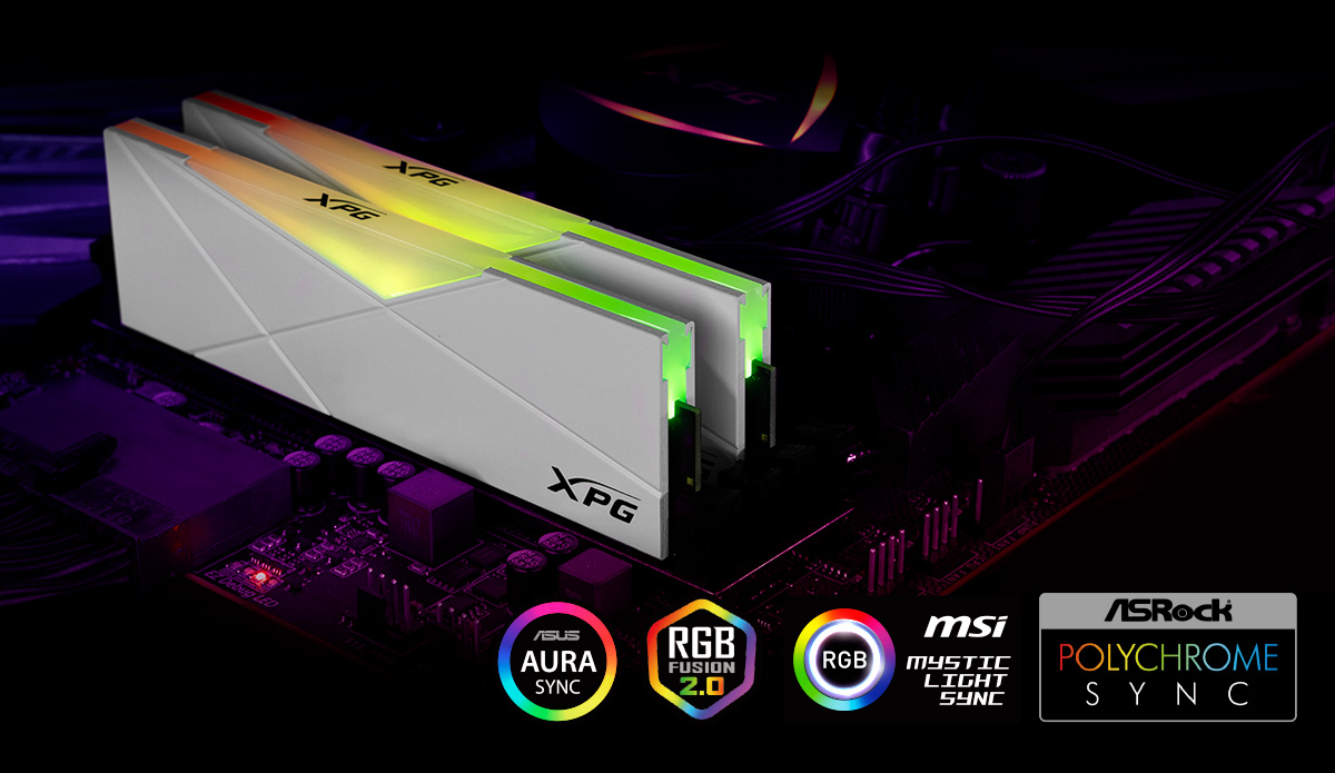 Ram PC Adata XPG D50 DDR4 8GB 3600MHz RGB White (AX4U36008G18I-SW50)