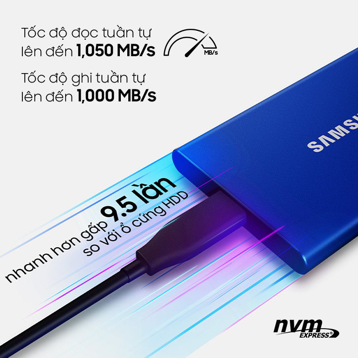 Ổ Cứng Di Động SSD Samsung T7 USB-C 3.2 Gen2 1TB BLACK